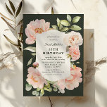 Just Blush Floral 16th Birthday  Invitation<br><div class="desc">Celebrate your milestone with unmatched grace and elegance with our Just Blush Floral 16th Birthday Invitation. Adorned in a symphony of pink botanicals, sage greenery, and eucalyptus on a plush forest green canvas, these invites are a testament to timeless beauty. Coupled with our easy-to-customize template, these invitations are not just...</div>