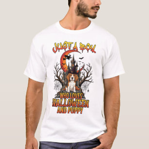 Just Boy Who Loves Halloween Beagle Puppy Witch Ha T-Shirt