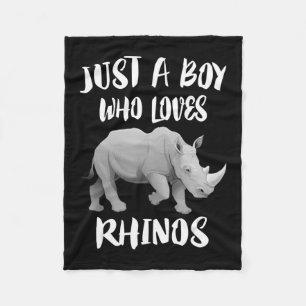 Just Boy Who Loves Rhinos Animal Gift Fleece Blanket
