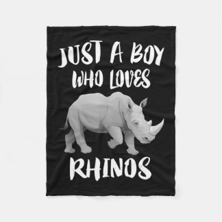 Just Boy Who Loves Rhinos Animal Gift Fleece Blanket