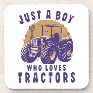 Just Boy Who Loves Tractors Farm Trucks Coaster