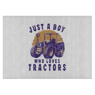 Just Boy Who Loves Tractors Farm Trucks Cutting Board
