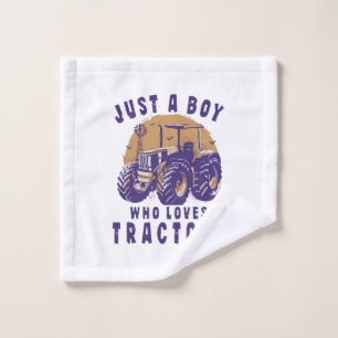 Just Boy Who Loves Tractors Farm Trucks Wash Cloth