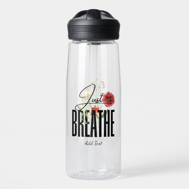 Just Breath Inspiration Floral Yoga Water Bottle (Front)