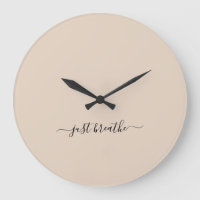 Just breathe beige black elegant script yoga