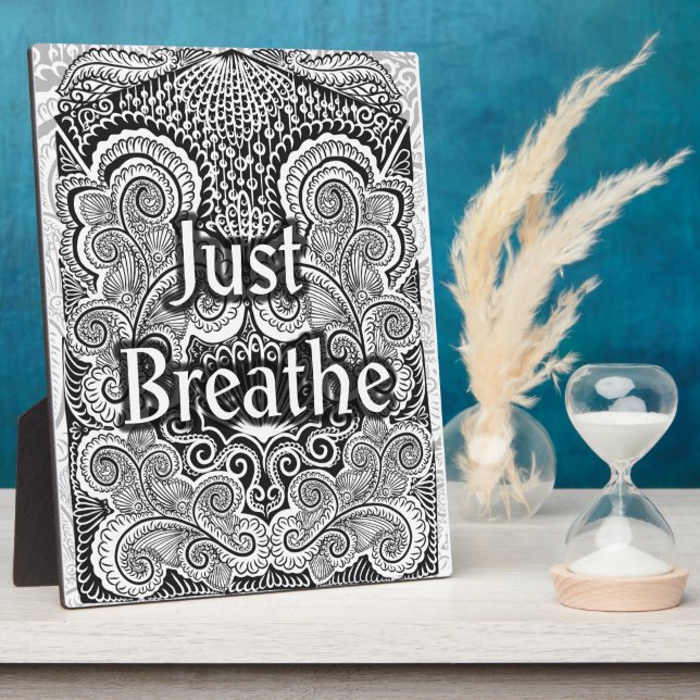 Just Breathe – Calming Mandala-Inspired  Plaque (Side)