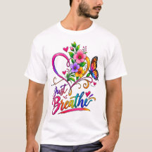 Just Breathe | Colourful Floral Heart & Butterfly