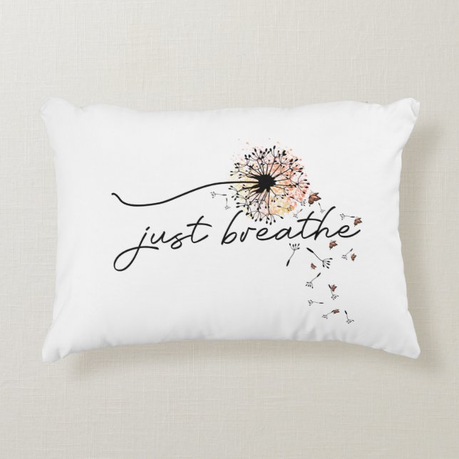 Just Breathe Dandelion Butterfly Inspiration Yoga  Accent Pillow (Front)
