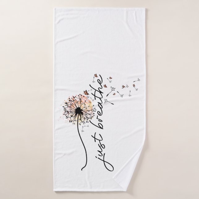Just Breathe Dandelion Butterfly Inspiration Yoga  Bath Towel Set (Bath Towel)