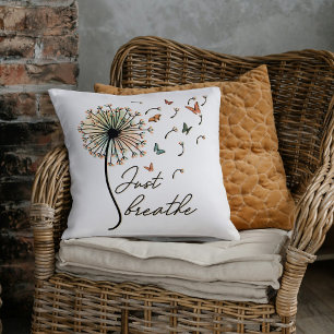 Just Breathe Dandelion Throw Pillow