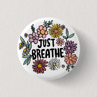 JUST BREATHE Floral Cute Daisy Hand-Drawn