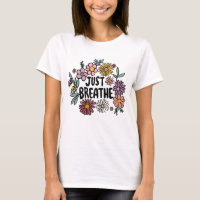 JUST BREATHE Floral Cute Daisy Hand-Drawn