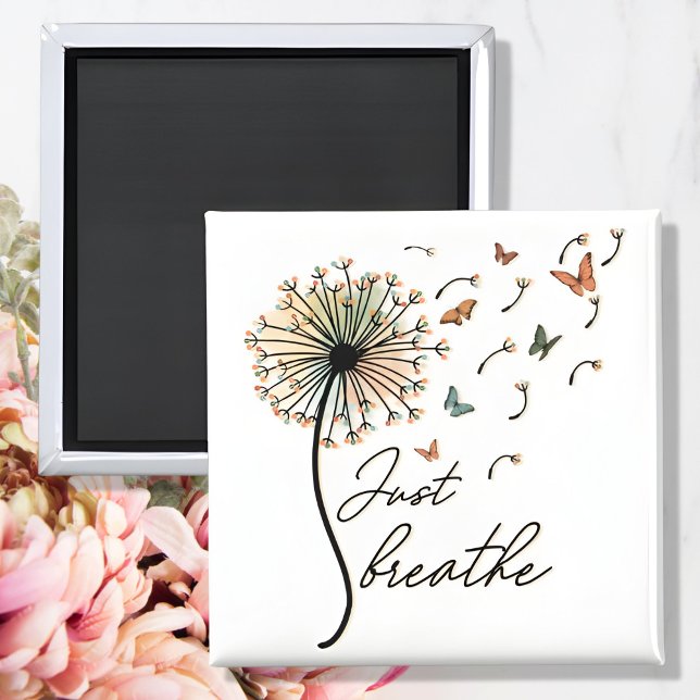 Just Breathe Inspirational Quote Gift Magnet (Creator Uploaded)