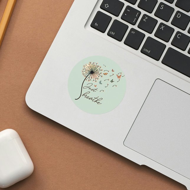 Just Breathe Inspirational Quote Gift Square Stick Sticker (Creator Uploaded)