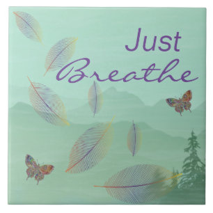 Just Breathe Leaves Butterfly Green Mountain Tile