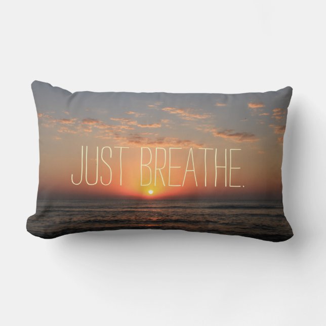 Just Breathe Quote Lumbar Pillow (Front)