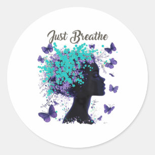 Just Breathe Suicide Prevention Mental Health Posi Classic Round Sticker