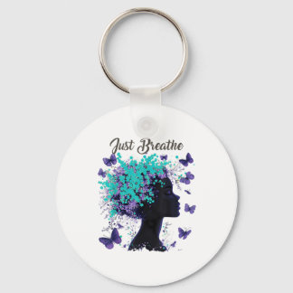 Just Breathe Suicide Prevention Mental Health Posi Keychain