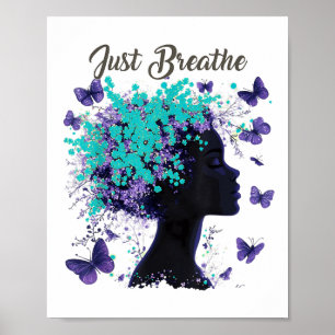 Just Breathe Suicide Prevention Mental Health Posi Poster