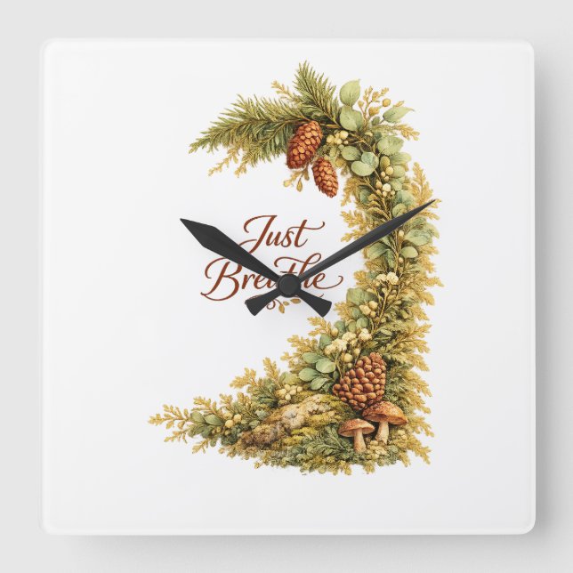 Just Breathe Themed  Square Wall Clock (Front)