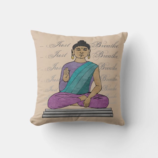 Just Breathe Throw Pillow (Front)