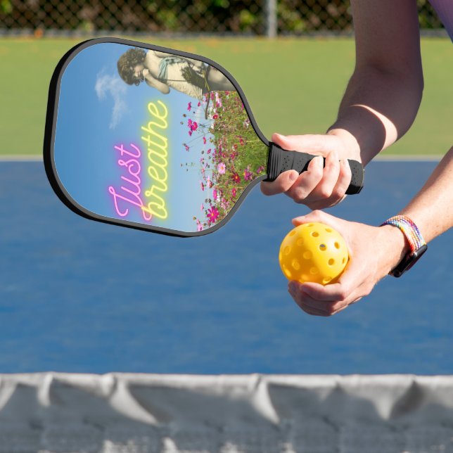 Just Breathe Vintage Angel Altered Art Pickleball Paddle (Insitu)