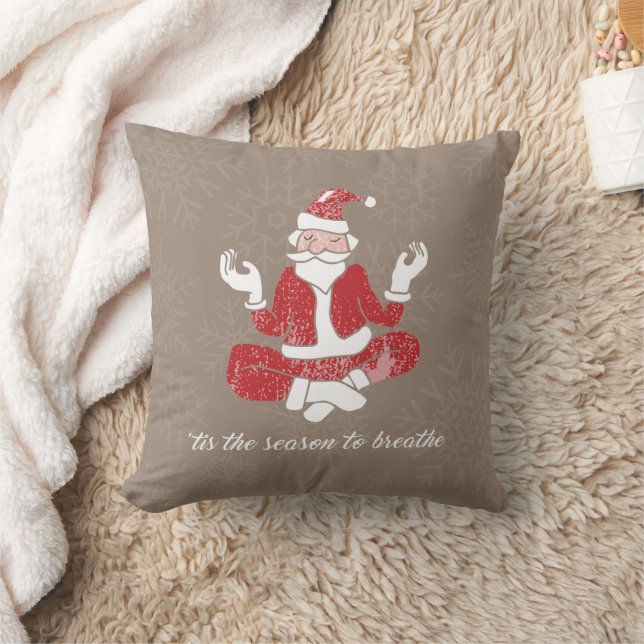 Just Breathe Yoga Santa Throw Pillow (Blanket)