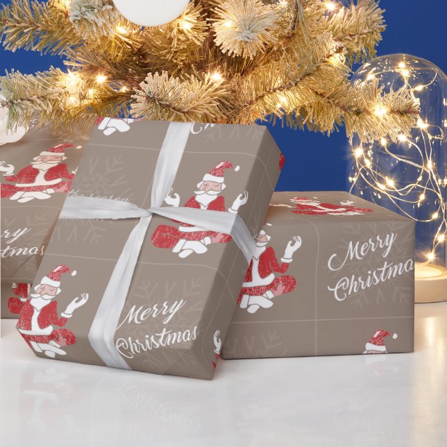 Just Breathe Yoga Santa Wrapping Paper (Holidays)