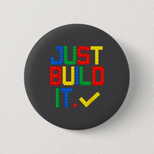 Just Build It Master Builder Kids Building Blocks  2 Inch Round Button