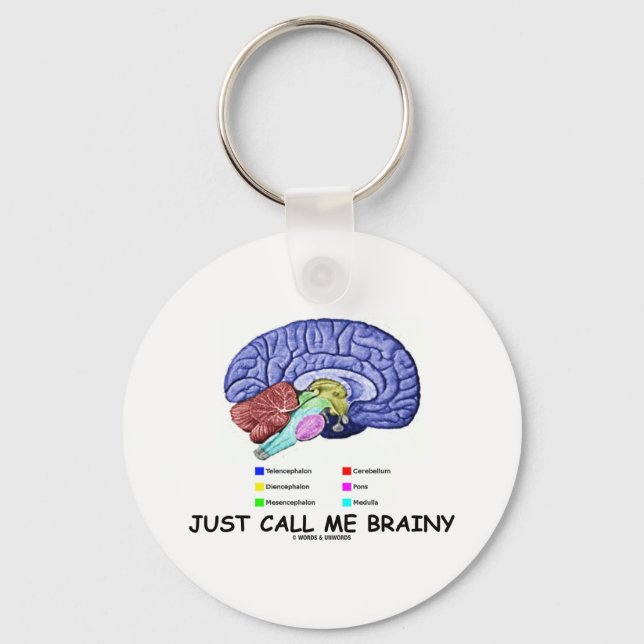 Just Call Me Brainy (Anatomical Brain Attitude) Keychain (Front)