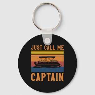 Just Call Me Captain Pontoon Boating Anchor Gift Keychain