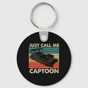 Just Call Me Captoon Retro Pontoon Boat Captain Vi Keychain