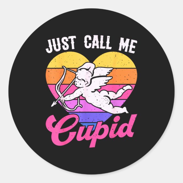 Just Call Me Cud Valentine Cute Arrow Heart Couple Classic Round Sticker (Front)