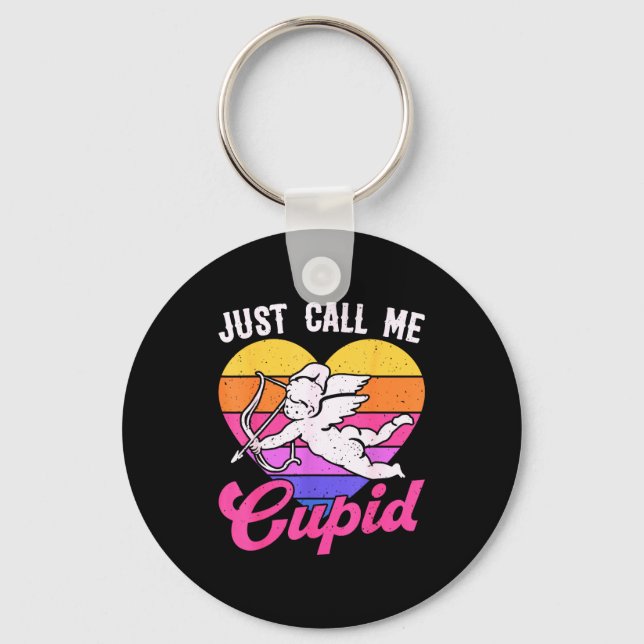 Just Call Me Cud Valentine Cute Arrow Heart Couple Keychain (Front)