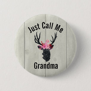 Just Call Me Grandma Geometric Deer Head 2 Inch Round Button