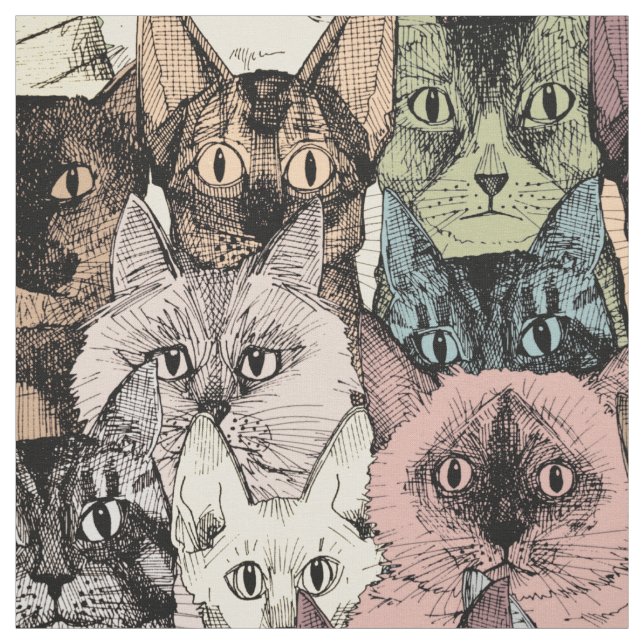 just cats retro fabric (Swatch)