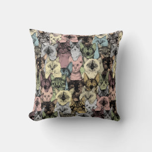 just cats retro throw pillow