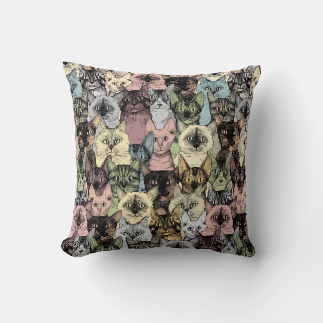 just cats retro throw pillow (Front)