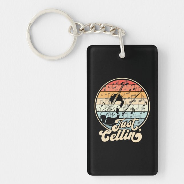Just Cellin Cello Funny Cellist Musician Keychain (Front)