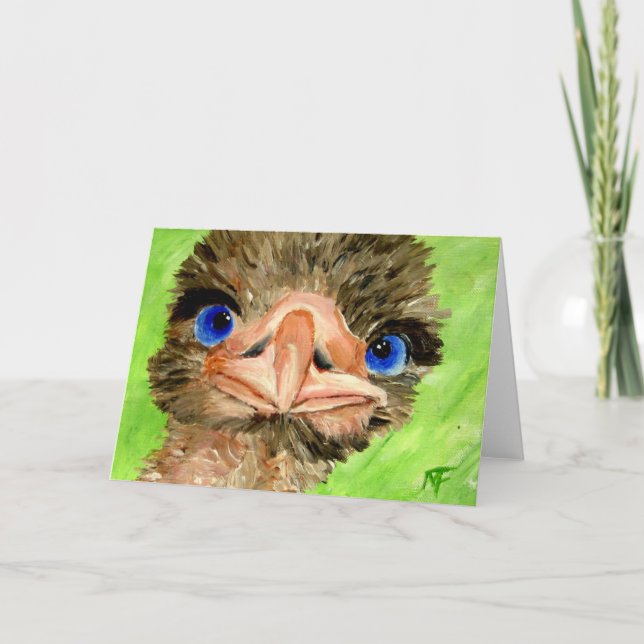 Just checkin' Ostrich Greeting Card (Front)