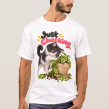 Just Checking! Funny Tuxedo Cat T-Shirt