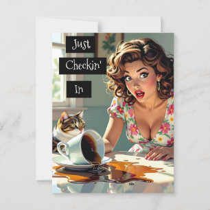Just Checking' In   Funny Spilt Coffee  Postcard