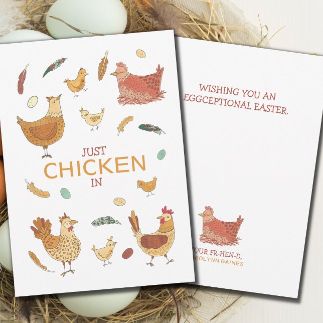 Just Checking In Hello Funny Chickens Easter Card (Creator Uploaded)