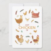 Just Checking In Hello Funny Hen Pun Cute Chickens Card (Front)