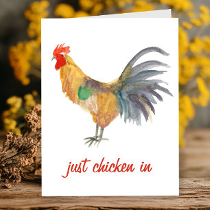 Just Chicken In Colourful Chicken Watercolor Funny Card