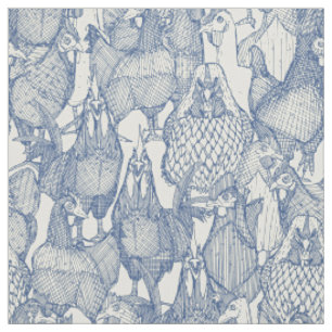 just chickens classic blue pearl fabric