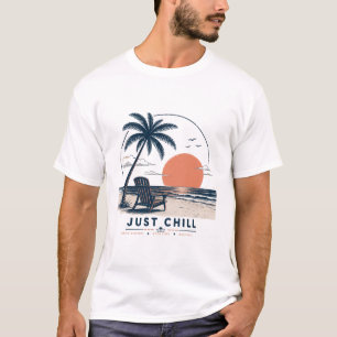 Just Chill Retro Beach Sunset Shirt Vintage Palm
