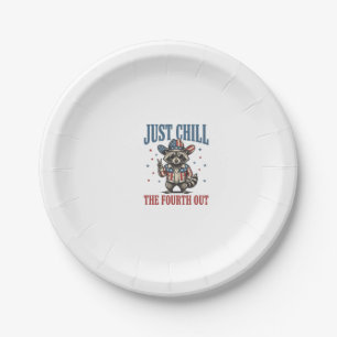 Just Chill The Fourth Out Patriotic Raccoon Shirt_ Paper Plate