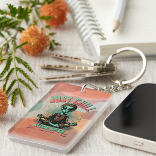 Just Chill, We Come in Peace Keychain