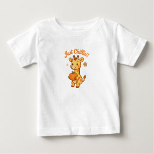 Just Chillin' Giraffe with Pumpkin – Cute Fall Baby T-Shirt